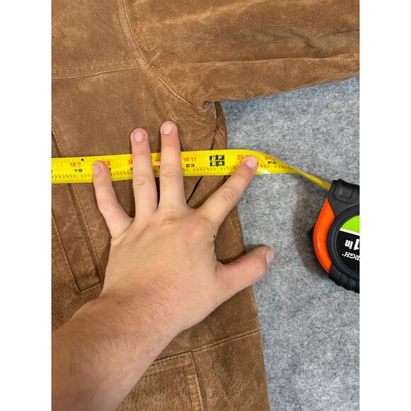 VINTAGE 90s Knightsbridge Faux Suede Jacket Mens Large Brown Barn Outdoor Retro - Picture 3 of 8